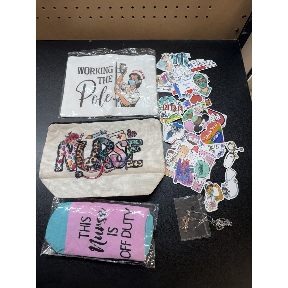 Nurses Bundle‎ Zip Pouchs, Necklace, Stickers Socks Build A Gift Appreciation